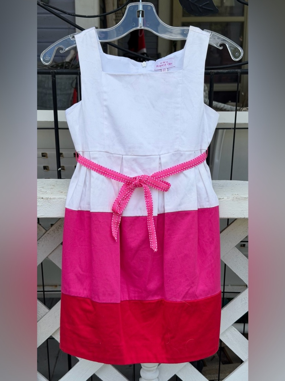 Mayoral Chic Girl Sz 6 Color Block Sheath Dress w/Ribbon Sash